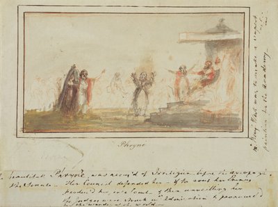 Phryne (wc, pastel, blyant med pen og blæk på papir) af English School